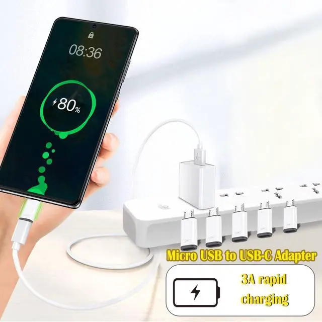 Alt view image 3 of 7 - 6 Pack Micro USB to USB-C Adapter, Type C Female to Micro USB Male Converter Connector, Supports Charging and Data Synchronization, Compatible with Samsung Galaxy S7/S7 Edge, Nexus 5/6