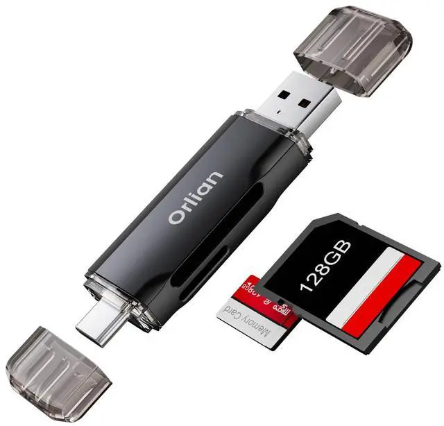 Main image of USB 3.0 SD Card Reader,Dual Slots USB 3.0 Type C to Micro SD Card Adapter, Memory Card Reader Adapter for MicroSD, SDHC, SDXC, RS-MMC, MMC, Compatible with Laptop, iphone 16/15,MacBook Android (Black)