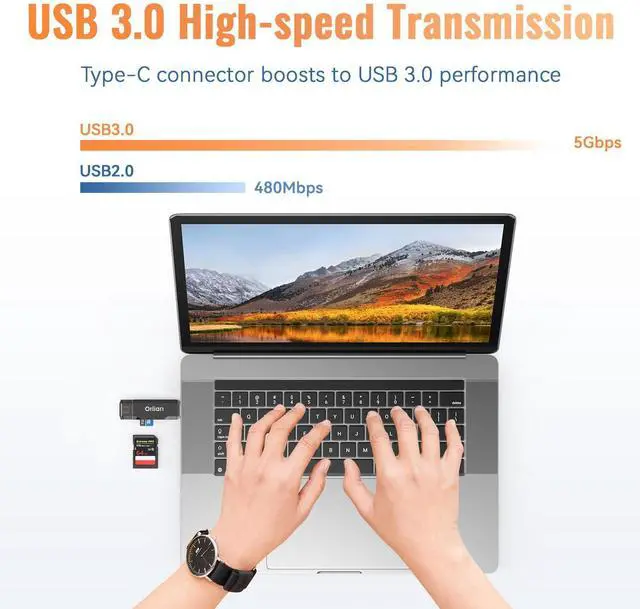 Alt view image 3 of 7 - USB 3.0 SD Card Reader,Dual Slots USB 3.0 Type C to Micro SD Card Adapter, Memory Card Reader Adapter for MicroSD, SDHC, SDXC, RS-MMC, MMC, Compatible with Laptop, iphone 16/15,MacBook Android (Black)