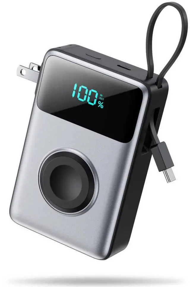 Main image of 4-in-1 Portable Charger With Built-in Wall Plug&USB-C Cables,10800mAh Power Bank with iWatch Charger,QC4.0+PD 25W Fast Charging Battery Pack,Travel Essentials for iPhone 17/16,Apple Watch,Android etc