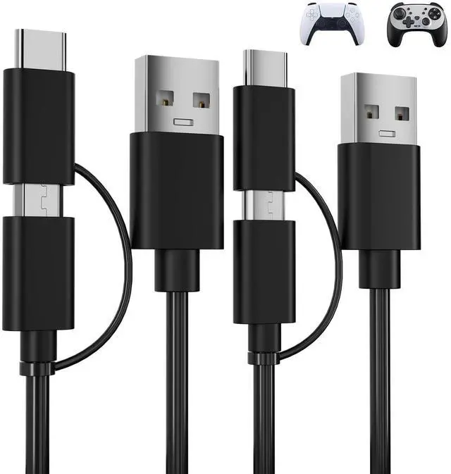 Main image of USB C/Micro 2-in-1Charging Cable Compatible with PS5/PS4 Controller, 6Ft Charging Data transmission USB Type C Charger Cord Compatible with PS5 Dual Sense,PS4,Xbox Series X/Series S Controllers-2pack