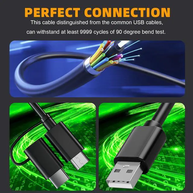 Alt view image 4 of 5 - USB C/Micro 2-in-1Charging Cable Compatible with PS5/PS4 Controller, 6Ft Charging Data transmission USB Type C Charger Cord Compatible with PS5 Dual Sense,PS4,Xbox Series X/Series S Controllers-2pack