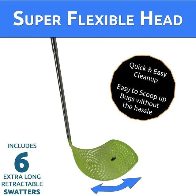 Alt view image 5 of 7 - Bug & Fly Swatter Retractable Metal Handle 6 Pack Fly Swatters Indoor/Outdoor flyswatter