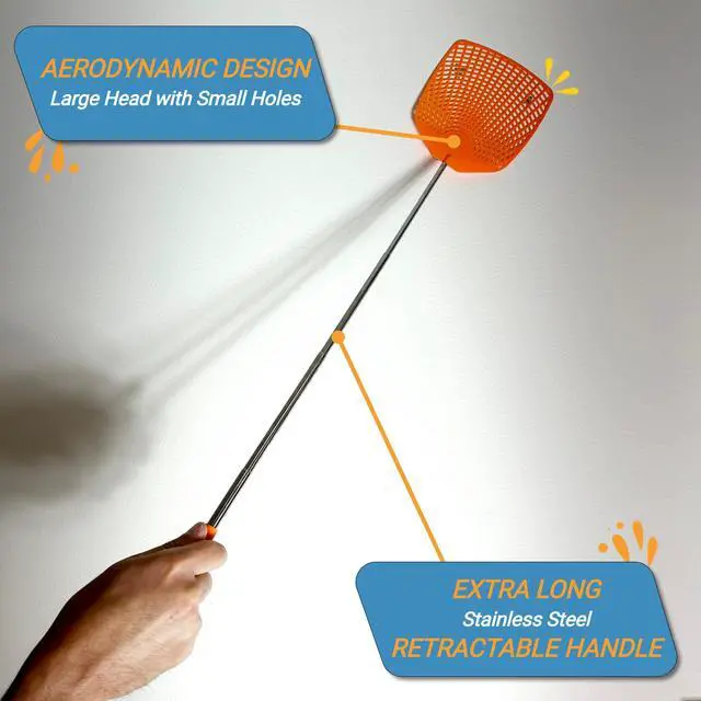 Alt view image 6 of 7 - Bug & Fly Swatter Retractable Metal Handle 6 Pack Fly Swatters Indoor/Outdoor flyswatter