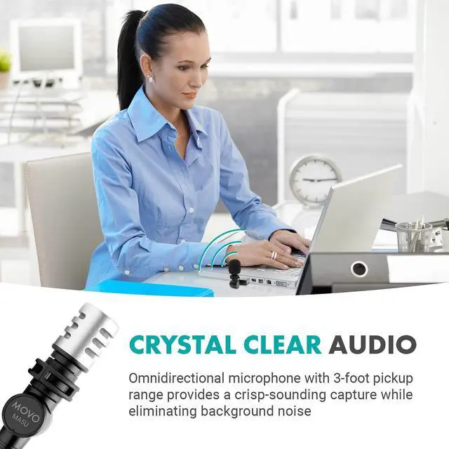 Alt view image 3 of 7 - MA5U Pocket Audio Microphone, Omnidirectional Pickup, 3.5mm Female TRS Headphone Port, Compatible with PC and Mac USB Drives