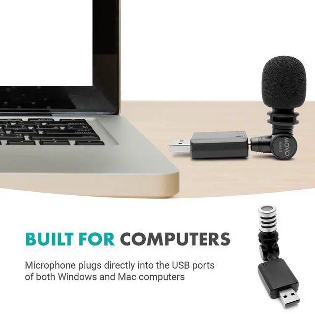 Alt view image 5 of 7 - MA5U Pocket Audio Microphone, Omnidirectional Pickup, 3.5mm Female TRS Headphone Port, Compatible with PC and Mac USB Drives