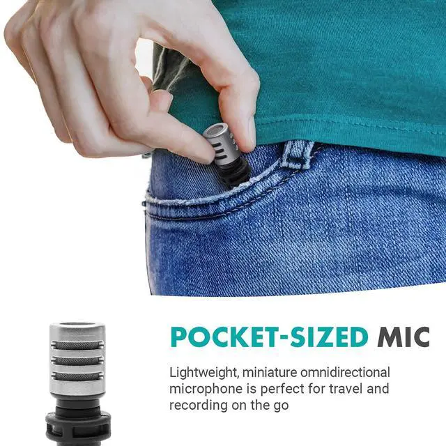 Alt view image 2 of 7 - MA5U Pocket Audio Microphone, Omnidirectional Pickup, 3.5mm Female TRS Headphone Port, Compatible with PC and Mac USB Drives