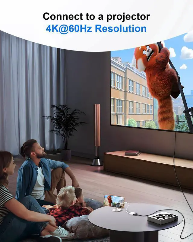 Alt view image 3 of 7 - USB C to HDMI Adapter for TV, USBC to HDMI Adapter 4K@60Hz with 100W PD Fast Charging, Type C to HDMI Adapter for iPhone 16/15, iPad Pro, MacBook, Samsung to Monitor, HDTV, Projector