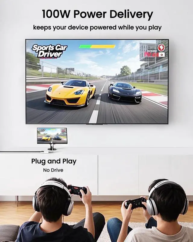 Alt view image 5 of 7 - USB C to HDMI Adapter for TV, USBC to HDMI Adapter 4K@60Hz with 100W PD Fast Charging, Type C to HDMI Adapter for iPhone 16/15, iPad Pro, MacBook, Samsung to Monitor, HDTV, Projector