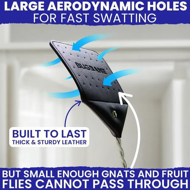 Alt view image 4 of 7 - 2 Leather Fly Swatter for Indoors. Long Handle, Heavy Duty Fly Swatter Manual Multi Pack. Flyswatters Heavy Duty Flyswatter 2 pack. Flies Swater Includes 4 Sticky Window Bug Traps. Mata Moscas Outdoor