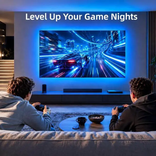 Alt view image 2 of 6 - LED Lights for TV, 16.4ft TV LED Backlight for 45-75 Inch TVs, Strip Lights with Music Sync, Bluetooth APP and Remote Control, USB Powered for Bedroom Gaming Home Decor