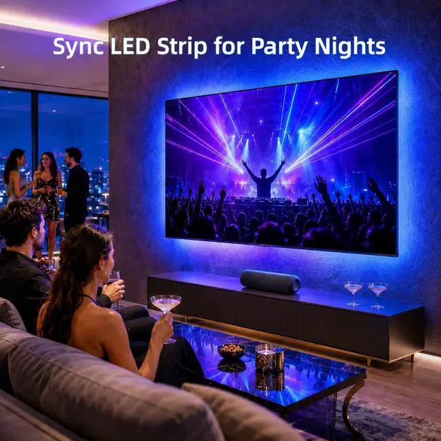Alt view image 3 of 6 - LED Lights for TV, 16.4ft TV LED Backlight for 45-75 Inch TVs, Strip Lights with Music Sync, Bluetooth APP and Remote Control, USB Powered for Bedroom Gaming Home Decor