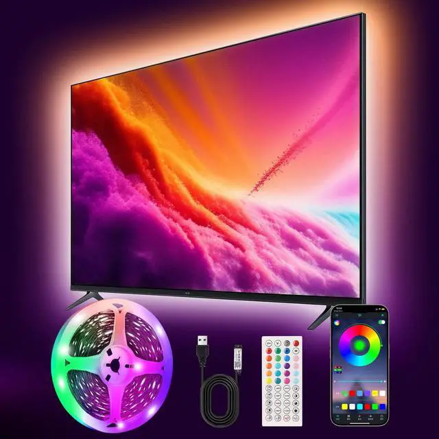 Main image of LED Lights for TV Led Backlight, 16.4ft Music Sync RGB Strip Lights with Remote & App Control, USB Powered for 45-75 Inch TVs, Computer, Bedroom, Gaming Setup, Home Cinema