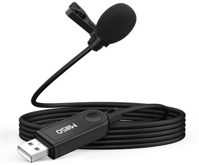 Main image of USB PC Microphone Plug & Play USB Lavalier Microphone Omnidirectional External Clip-on Mini USB Microphone for Computer, Laptop, YouTube, Recording, Podcasting, Gaming - 2M/6.5FT
