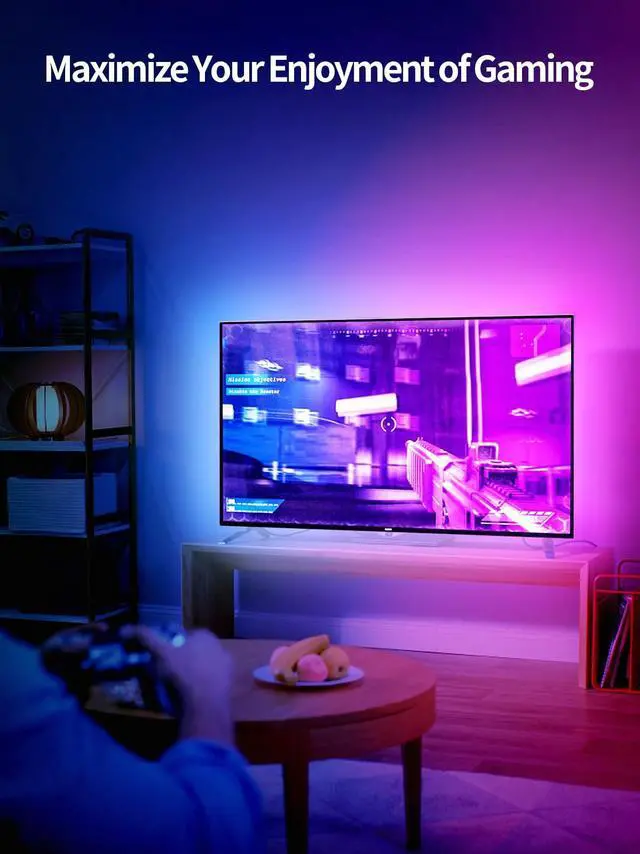 Alt view image 3 of 6 - LED Lights for TV, 23ft Backlights for 75-100in TV, RGB Backlight with Music Sync Bluetooth APP and Remote Control, USB Powered LED Strip for Bedroom Home Decor