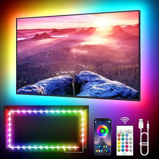 Main image of LED Lights for TV, 23ft Backlights for 75-100in TV, RGB Backlight with Music Sync Bluetooth APP and Remote Control, USB Powered LED Strip for Bedroom Home Decor