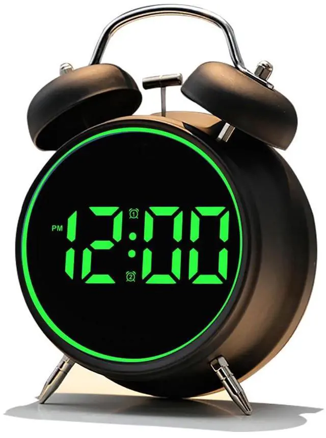 Main image of Extra Loud Alarm Clock for Heavy Sleepers Adults, Teens,Kids,Cute Retro Metal,Old Fashioned with Twin Bells,Battery Operated or Plug in,Small Digital Desk Clock