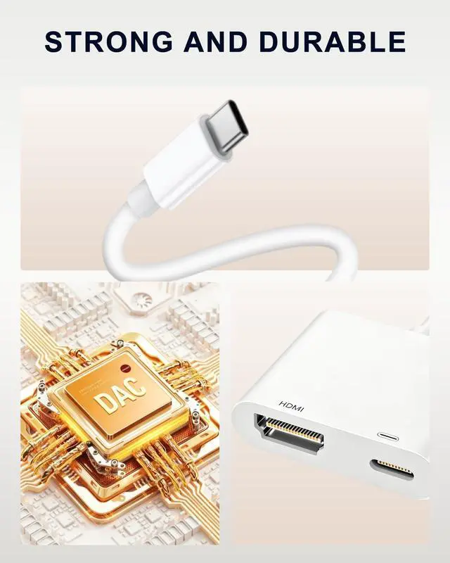 Alt view image 6 of 6 - USB C to Hdmi Adapter for iPhone 4K@60Hz Type C to Hdmi Adapter 100W Charging Compatible for iPhone 17/16/15 Series MacBook ipad Pro to HDTV Projector Monitor No Power Needed Plug and Play