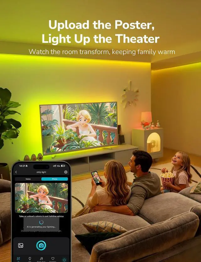 Alt view image 4 of 7 - S1 AI LED Strip Lights for Bedroom - 16.4ft Smart RGB Light Strips with IC and Rainbow Chasing Effects, Color Segment DIY, Personalized Al Lighting Designer, No Remote, 2.4G Wi-Fi & Bluetooth