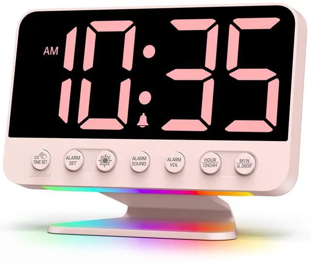 Main image of Digital Alarm Clocks for Bedrooms: Large Bold Number 5 Brightness Dimmer - Easy to Read Across The Room - 5 Alarm Sound 8 Night Light - Sakura Pink