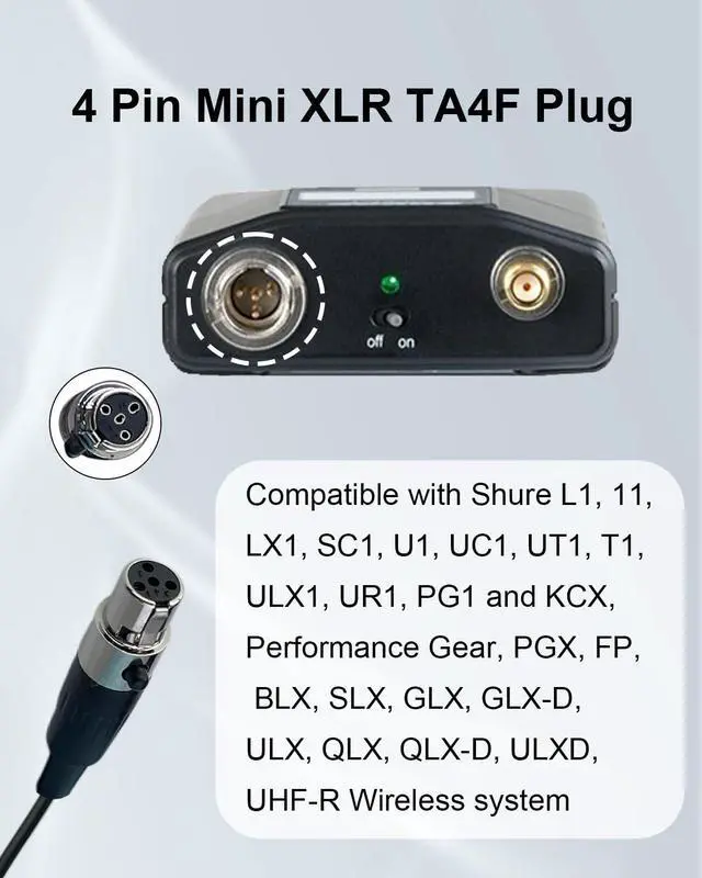 Alt view image 2 of 7 - Ta4f Plug Lavalier Lapel Microphone for Shure Wireless Transmitter, 1.5M Wired Unidirectional Condenser Mic for YouTube, Lectures, Living Performance - Mini XLR Ta4f Plug