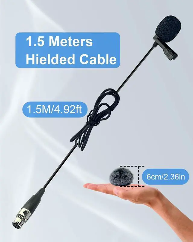Alt view image 4 of 7 - Ta4f Plug Lavalier Lapel Microphone for Shure Wireless Transmitter, 1.5M Wired Unidirectional Condenser Mic for YouTube, Lectures, Living Performance - Mini XLR Ta4f Plug