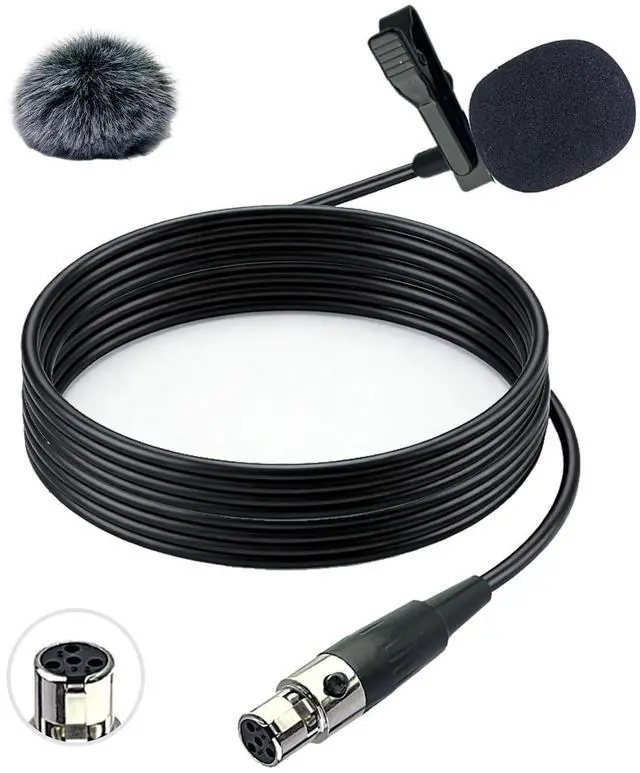 Main image of Ta4f Plug Lavalier Lapel Microphone for Shure Wireless Transmitter, 1.5M Wired Unidirectional Condenser Mic for YouTube, Lectures, Living Performance - Mini XLR Ta4f Plug