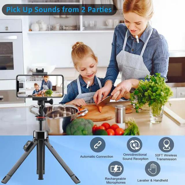 Alt view image 2 of 6 - Professional Wireless Lavalier Microphone for iPhone, iPad, Android - Bluetooth Lapel Mic for Video Recording - Mini Phone Microphone for Tiktok YouTube Interview Podcast Vlog, WM355-BAISE