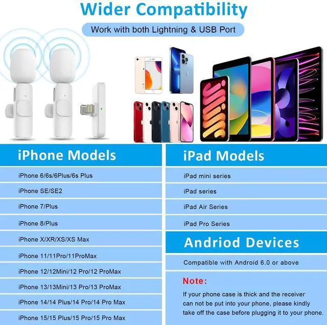 Alt view image 4 of 6 - Professional Wireless Lavalier Microphone for iPhone, iPad, Android - Bluetooth Lapel Mic for Video Recording - Mini Phone Microphone for Tiktok YouTube Interview Podcast Vlog, WM355-BAISE