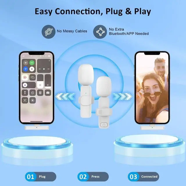 Alt view image 3 of 6 - Professional Wireless Lavalier Microphone for iPhone, iPad, Android - Bluetooth Lapel Mic for Video Recording - Mini Phone Microphone for Tiktok YouTube Interview Podcast Vlog, WM355-BAISE
