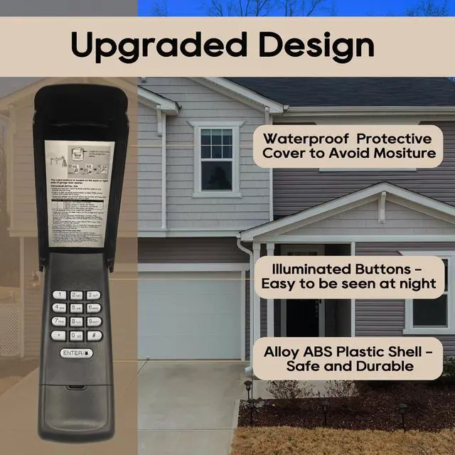 Alt view image 4 of 6 - Black Garage Door Opener Keypad with 2 Garage Door Remotes for Liftmaster Chamberlain Craftsman Opener Remote Keypad, Replaces 877/878MAX 893MAX 893LM 971LM 877LM G940EV-P2, 5-Year-Warranty