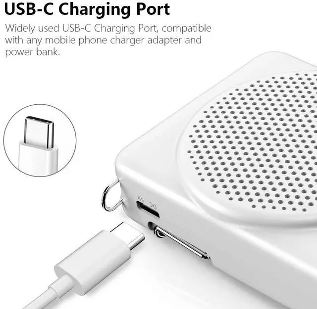 Alt view image 6 of 6 - Mini Voice Amplifier Microphone Headset, 3 Hours Quick Charging and up to 22 Hours Play, Personal Voice Amplifier Portable Speaker Mic for Teachers, Training, Tour Guide (White)