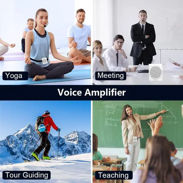 Alt view image 4 of 6 - Mini Voice Amplifier Microphone Headset, 3 Hours Quick Charging and up to 22 Hours Play, Personal Voice Amplifier Portable Speaker Mic for Teachers, Training, Tour Guide (White)