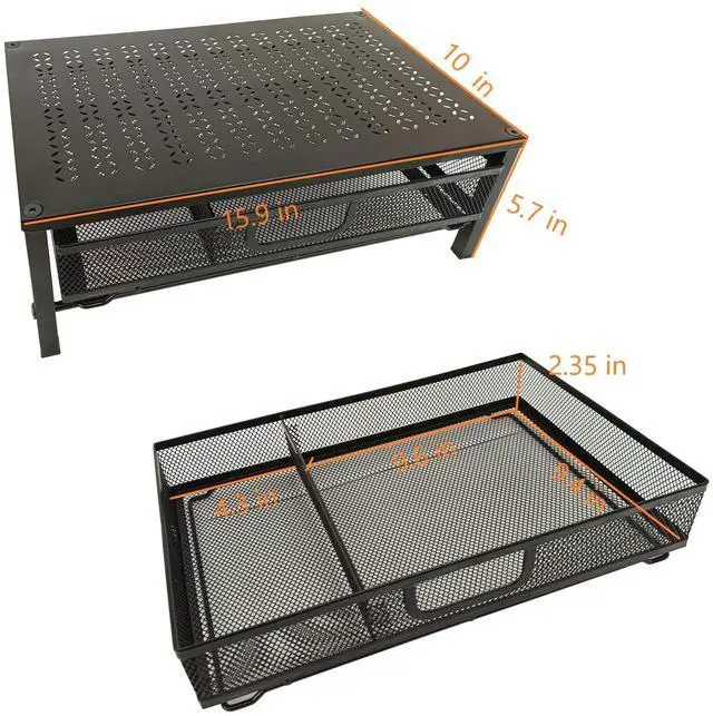 Alt view image 5 of 7 - Metal Computer Stand for Desk,Monitor Riser with Drawer ,Desktop Stand for Laptop,Printer and Monitor,Black