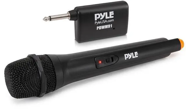 Main image of Portable VHF Wireless Microphone System - Professional Battery Operated Handheld Dynamic Unidirectional Cordless Microphone Transmitter Set W/Adapter Receiver, for PA Karaoke DJ Party, Black