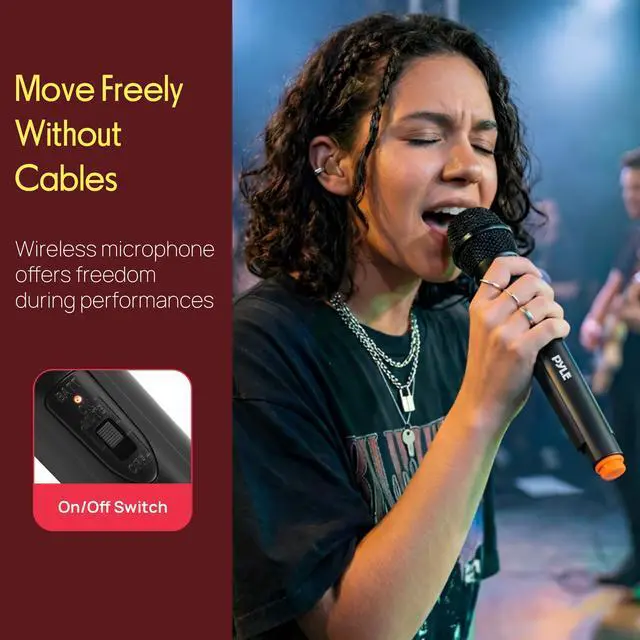 Alt view image 3 of 7 - Portable VHF Wireless Microphone System - Professional Battery Operated Handheld Dynamic Unidirectional Cordless Microphone Transmitter Set W/Adapter Receiver, for PA Karaoke DJ Party, Black