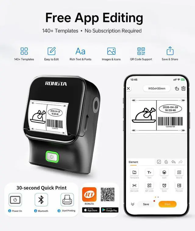 Alt view image 4 of 7 - Bluetooth Label Maker Machine, Thermal Label Printer Easy to Use for Office, Home, Business, Came with 1 Roll 2x1.18 inch White Label(Black)