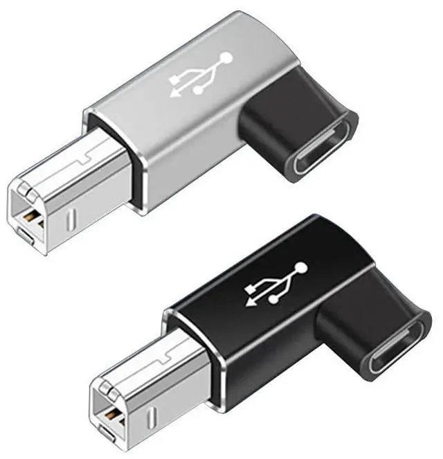 Main image of USB C Female to Midi 90 Degree Adapter, 2Pack Female USB C to Male USB B Printer Adapter, Compatible with Printers, MIDI, Eectric Pianos, Synthesizers, USB Microphones