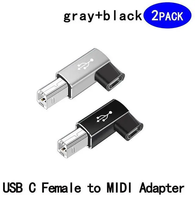 Alt view image 2 of 5 - USB C Female to Midi 90 Degree Adapter, 2Pack Female USB C to Male USB B Printer Adapter, Compatible with Printers, MIDI, Eectric Pianos, Synthesizers, USB Microphones