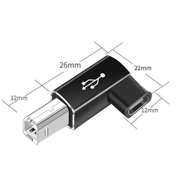 Alt view image 4 of 5 - USB C Female to Midi 90 Degree Adapter, 2Pack Female USB C to Male USB B Printer Adapter, Compatible with Printers, MIDI, Eectric Pianos, Synthesizers, USB Microphones