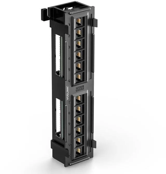 Main image of Port Cat6 Patch Panel 1000 Mbps for Home and Office, Network Panel UTP with Wall Mount 89D Bracket for CAT6/CAT5E/CAT5 Cabling, 9.96 L x 3.35 H Inches, 1 Pack