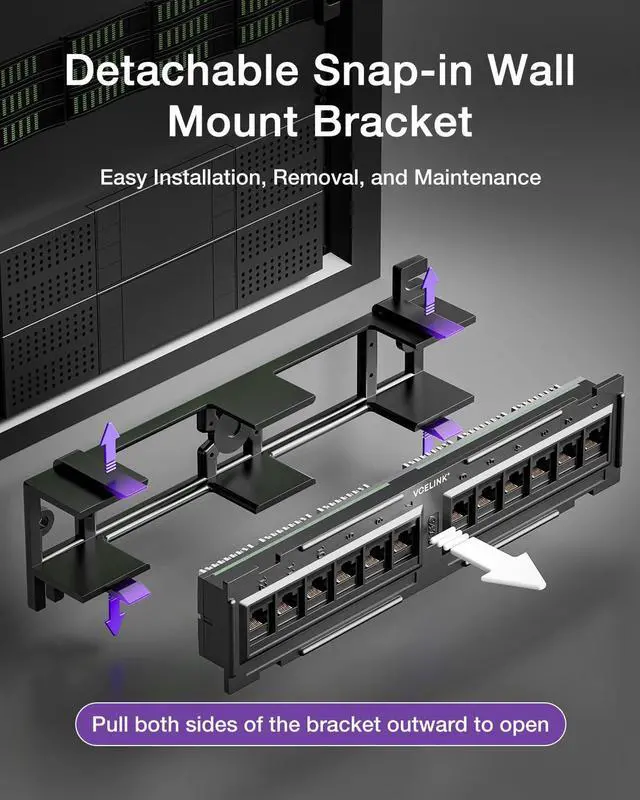 Alt view image 5 of 7 - Port Cat6 Patch Panel 1000 Mbps for Home and Office, Network Panel UTP with Wall Mount 89D Bracket for CAT6/CAT5E/CAT5 Cabling, 9.96 L x 3.35 H Inches, 1 Pack