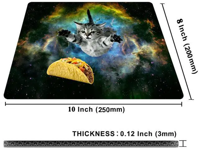 Alt view image 2 of 6 - Cute Cat Space Taco Galaxy Gaming Mouse Pad - Non-Slip Rubber Base for Laptop, Desk Dad