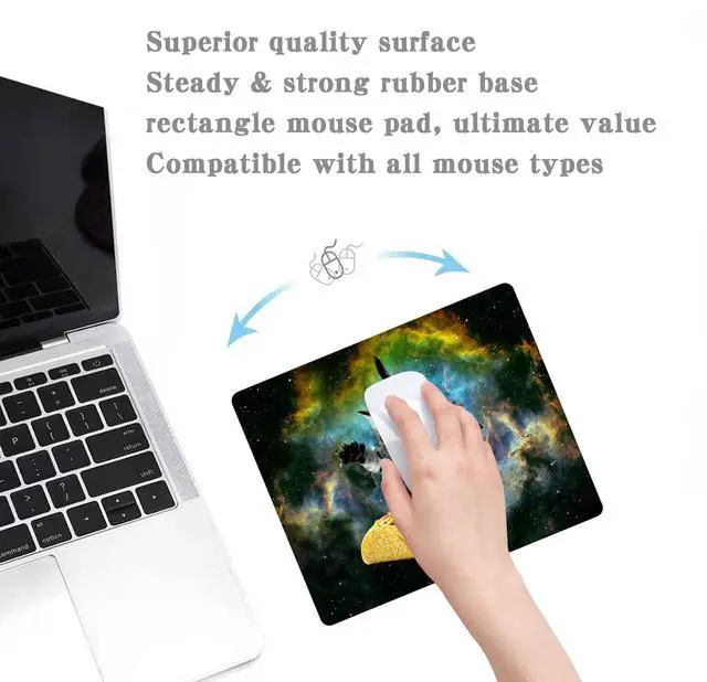 Alt view image 3 of 6 - Cute Cat Space Taco Galaxy Gaming Mouse Pad - Non-Slip Rubber Base for Laptop, Desk Dad