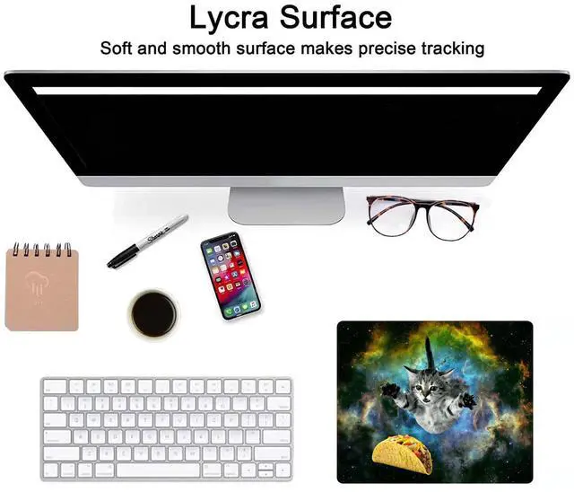 Alt view image 6 of 6 - Cute Cat Space Taco Galaxy Gaming Mouse Pad - Non-Slip Rubber Base for Laptop, Desk Dad