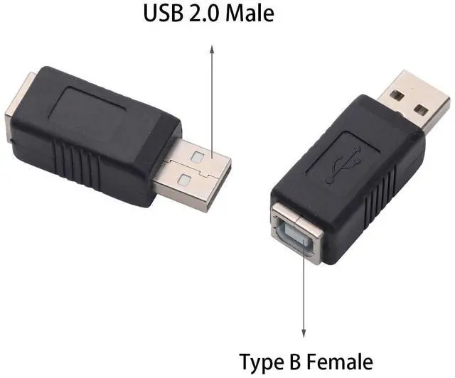 Alt view image 2 of 5 - 2PCS USB 2.0 Male to Type B Female Adapter Connector,Type A Male to Printer Female Plug for Laptop, Computer, Hard Disk, Printer, Camera