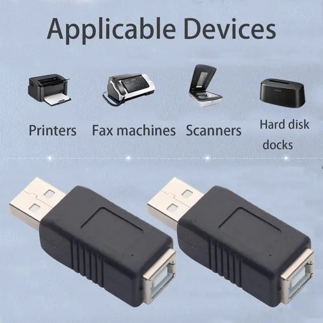 Alt view image 5 of 5 - 2PCS USB 2.0 Male to Type B Female Adapter Connector,Type A Male to Printer Female Plug for Laptop, Computer, Hard Disk, Printer, Camera