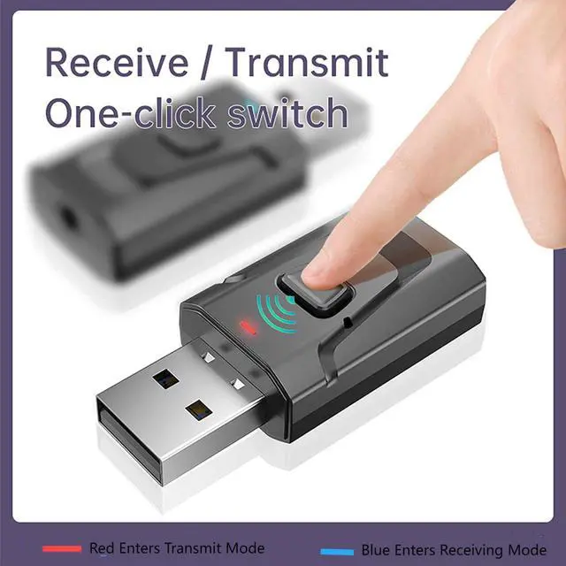 Alt view image 3 of 7 - USB BT5.0 Adapter 4 in 1 Wireless Stereo Audio Adapter Receiver Transmitter with 3.5mm AUX Cable for Speaker PC Car TV Home Audio System