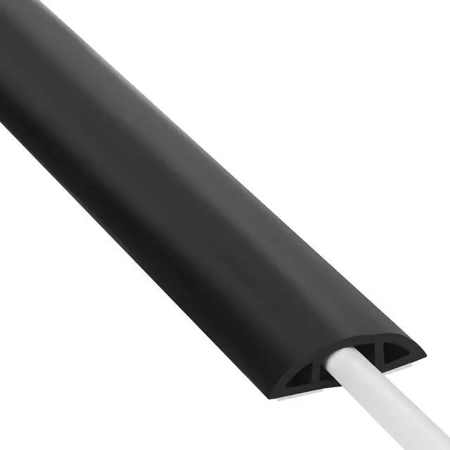 Main image of Floor Cord Cover 4ft, Cord Hider Floor Black, Cable Management Cover Prevent Cable Trips, Wire Covers for Electric Power Cords, Wire Protector Cavity W0.47 x H0.28