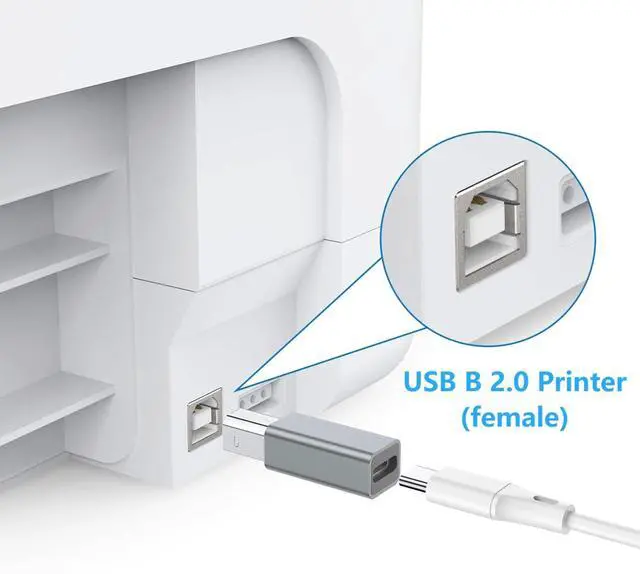 Alt view image 2 of 7 - USB Type C Female to USB2.0 B Male Printer Adapter Converter USB-C Female to MIDI Male Connector for MIDI Electric Piano Laptop Type-C Device 2pcs